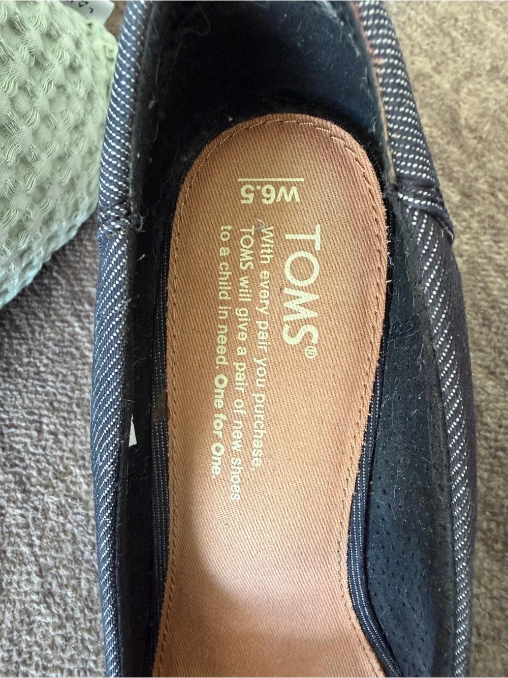 TOMS Denim Canvas Peep-Toe Wedge Espadrilles